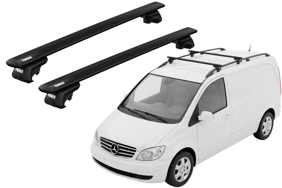 Barras THULE EVO WingBar para autos MERCEDES BENZ Vaneo 2002 a 2005 negro