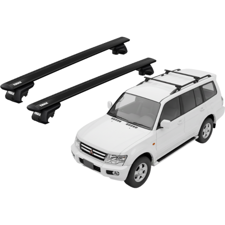 Barras THULE EVO WingBar para autos MITSUBISHI Montero 1999 a 2006 negro