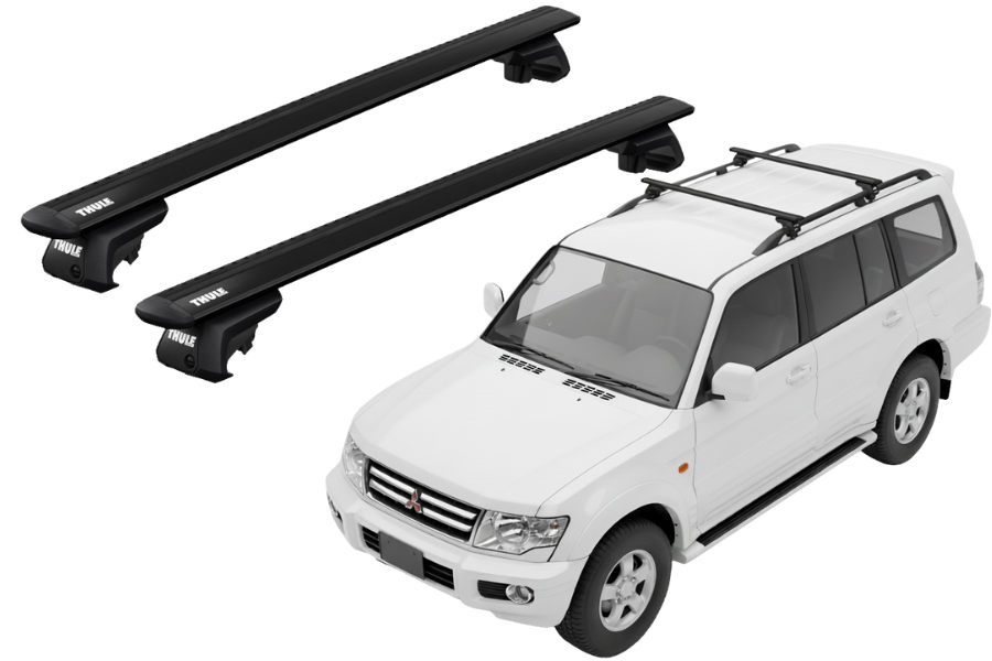 Barras THULE EVO WingBar para autos MITSUBISHI Montero 1999 a 2006 negro