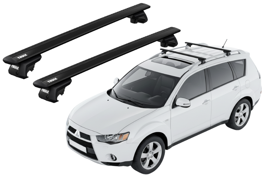 Barras THULE EVO WingBar para autos MITSUBISHI Outlander 2006 a 2012 negro