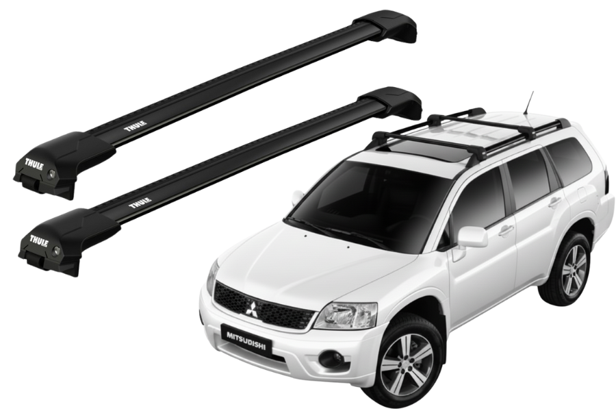 Barras THULE EDGE Flush para autos MITSUBISHI Endeavor 2006 a 2011 negro