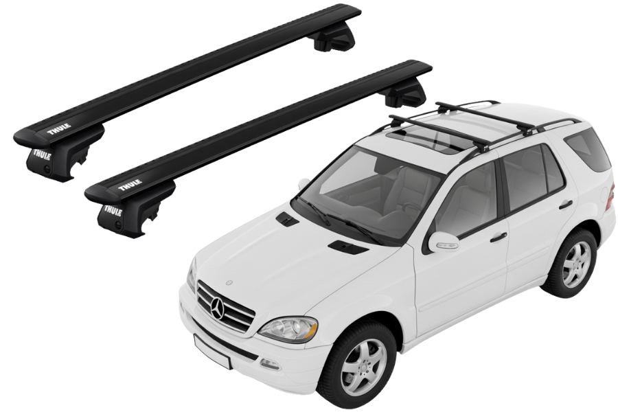 Barras THULE EVO WingBar para autos MERCEDES BENZ M-Class (W163) 2002 a 2005 negro