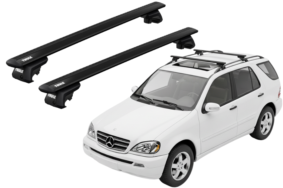 Barras THULE EVO WingBar para autos MERCEDES BENZ M-Class (W163) 1998 a 2001 negro