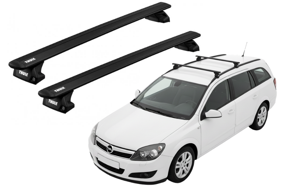 Barras THULE EVO WingBar para autos OPEL Astra 2004 a 2006 negro