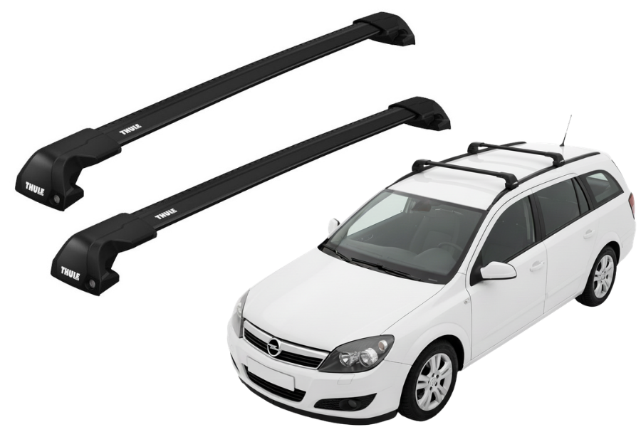 Barras THULE EDGE Flush para autos OPEL Astra 2004 a 2006 negro
