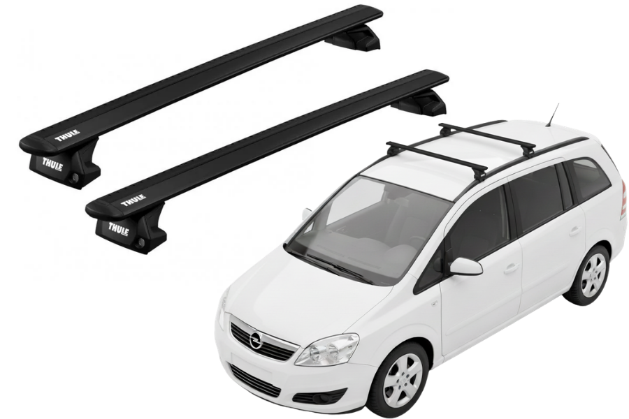 Barras THULE EVO WingBar para autos OPEL Zafira 2005 a 2006 negro
