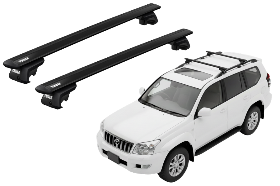 Barras THULE EVO WingBar para autos TOYOTA Land Cruiser Prado 2002 a 2009 negro