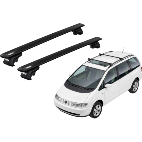 Barras THULE EVO WingBar para autos VOLKSWAGEN Sharan 1996 a 2000 negro