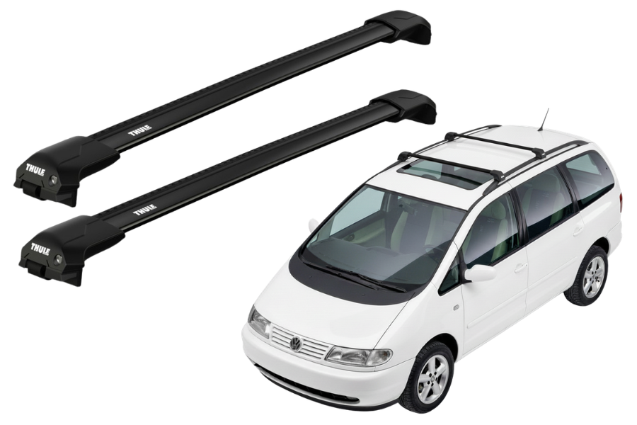 Barras THULE EDGE Flush para autos VOLKSWAGEN Sharan 1996 a 2000 negro