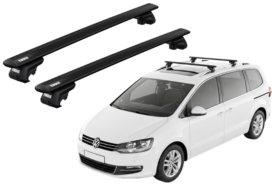 Barras THULE EVO WingBar para autos VOLKSWAGEN Sharan desde 2010 negro