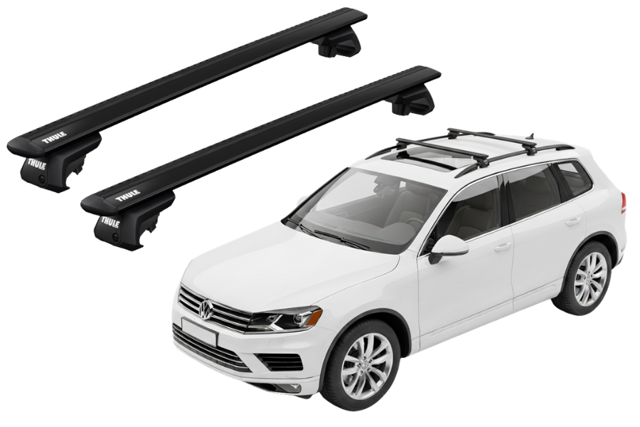 Barras THULE EVO WingBar para autos VOLKSWAGEN Touareg 2010 a 2018 negro