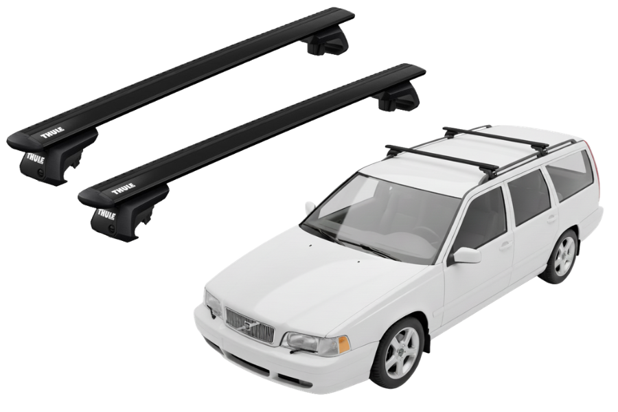 Barras THULE EVO WingBar para autos VOLVO V70 1997 a 1999 negro