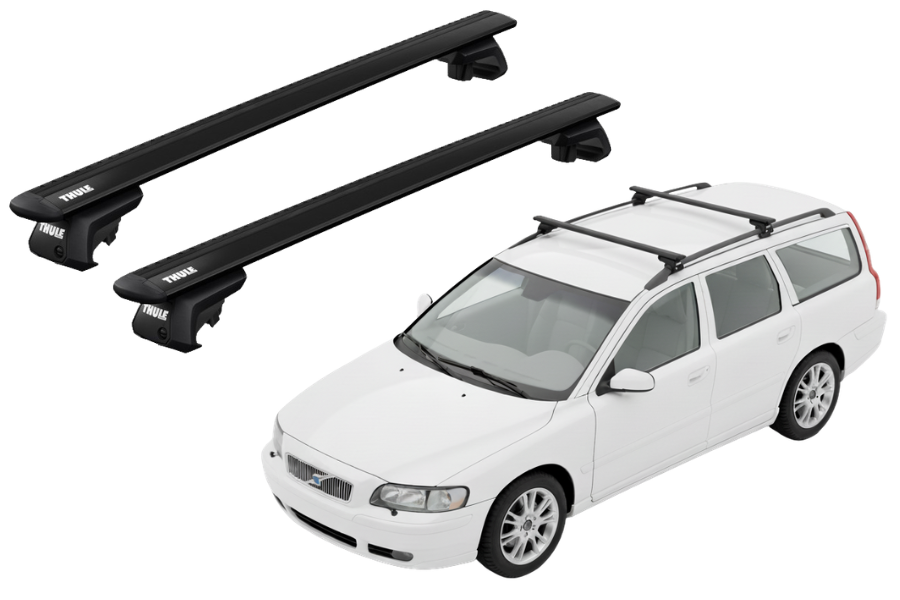 Barras THULE EVO WingBar para autos VOLVO V70 2000 a 2003 negro
