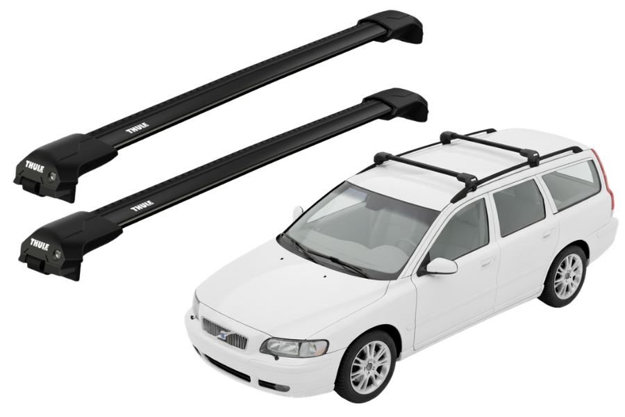 Barras THULE EDGE Flush para autos VOLVO V70 2000 a 2003 negro