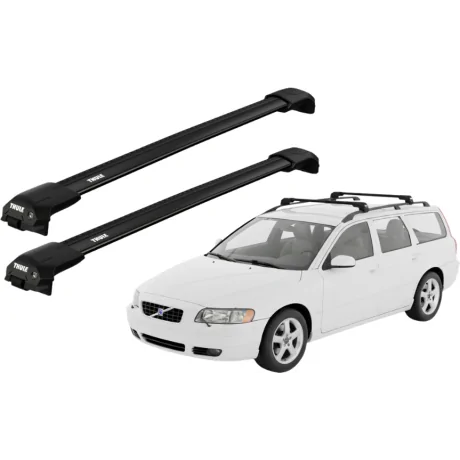 Barras THULE EDGE Flush para autos VOLVO V70 2004 a 2007 negro