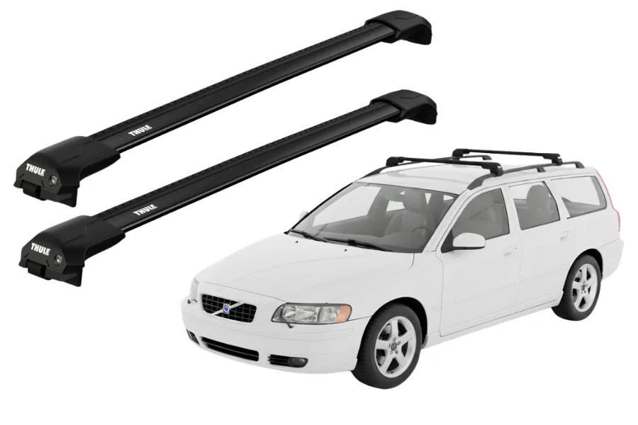 Barras THULE EDGE Flush para autos VOLVO V70 2004 a 2007 negro