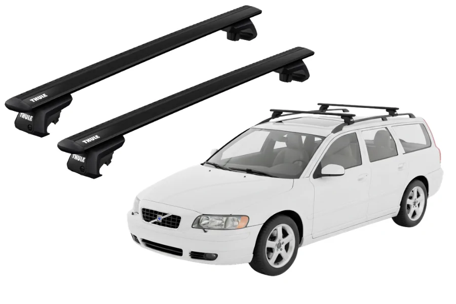 Barras THULE EVO WingBar para autos VOLVO V70 2004 a 2007 negro