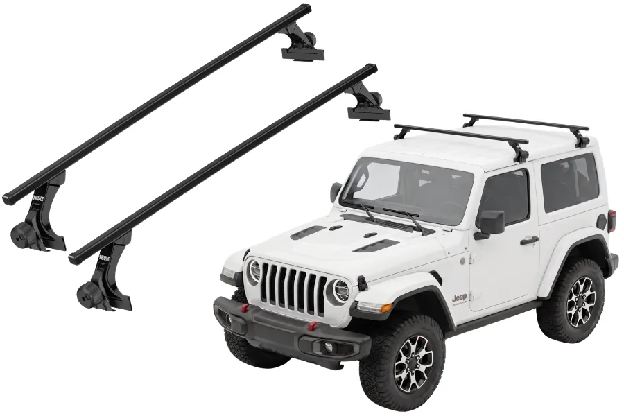 Barras THULE de canaletas para autos JEEP Wrangler desde 1986 - 2023 negro